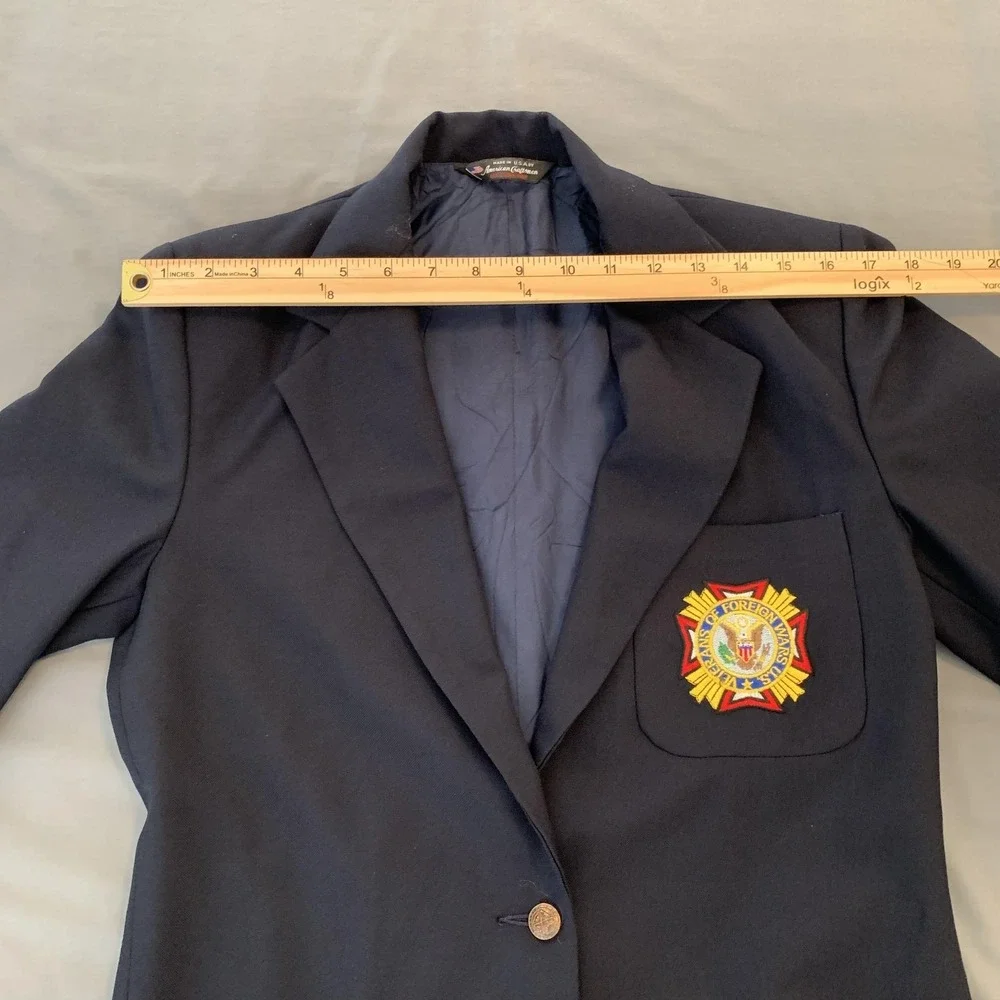 Vintage ArtCraft Blazers Blazer Mens 36 Blue Navy VFW Patch Two Button‎ USA